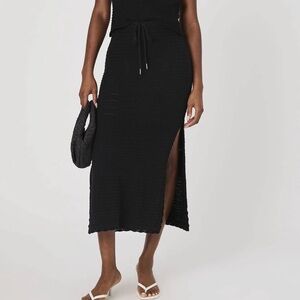 French Connection Nellis Mixed Stitch Drawstring Midi Skirt.